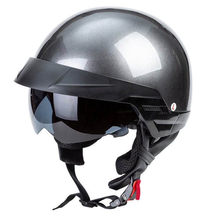 Scooter Helmet with Integrated Visor and Adjustable Fit