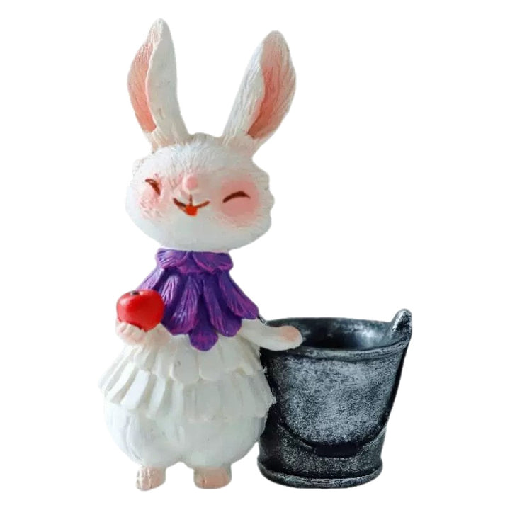 Adorable Rabbit Figurine with Lettuce Planter Bowlift