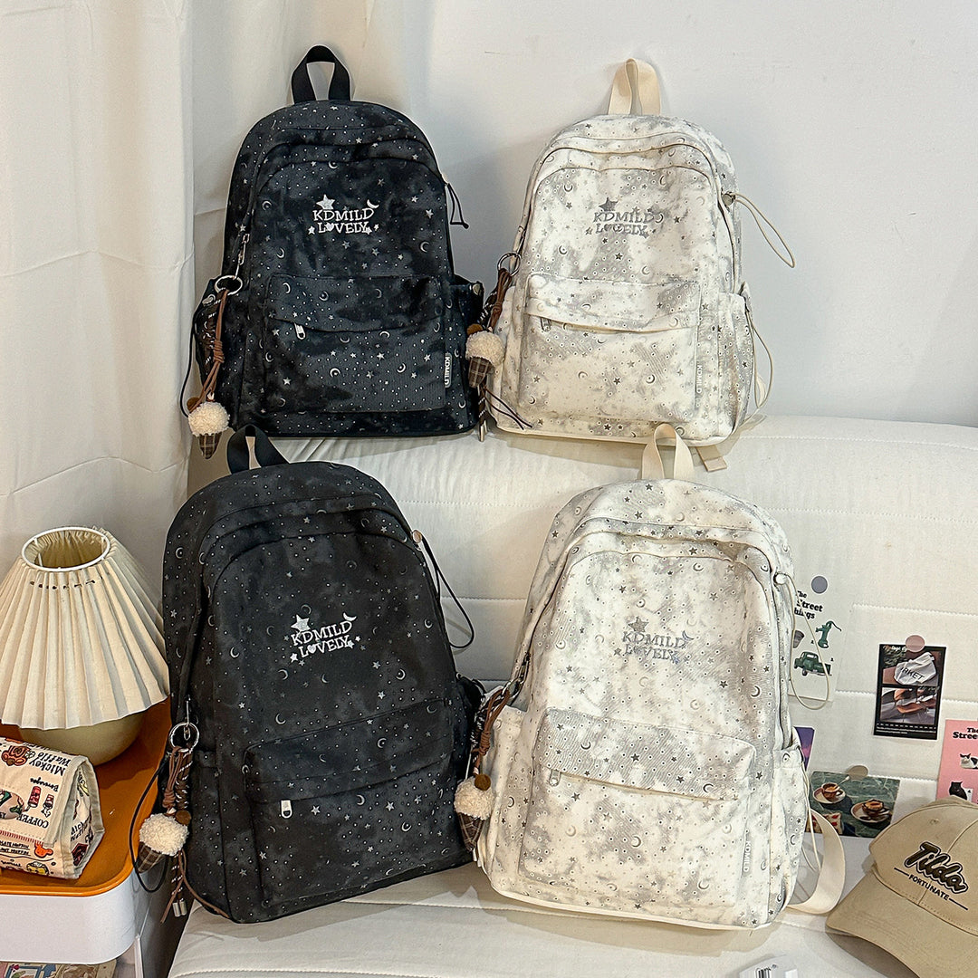 Stylish Starry-Print Backpack Bowlift