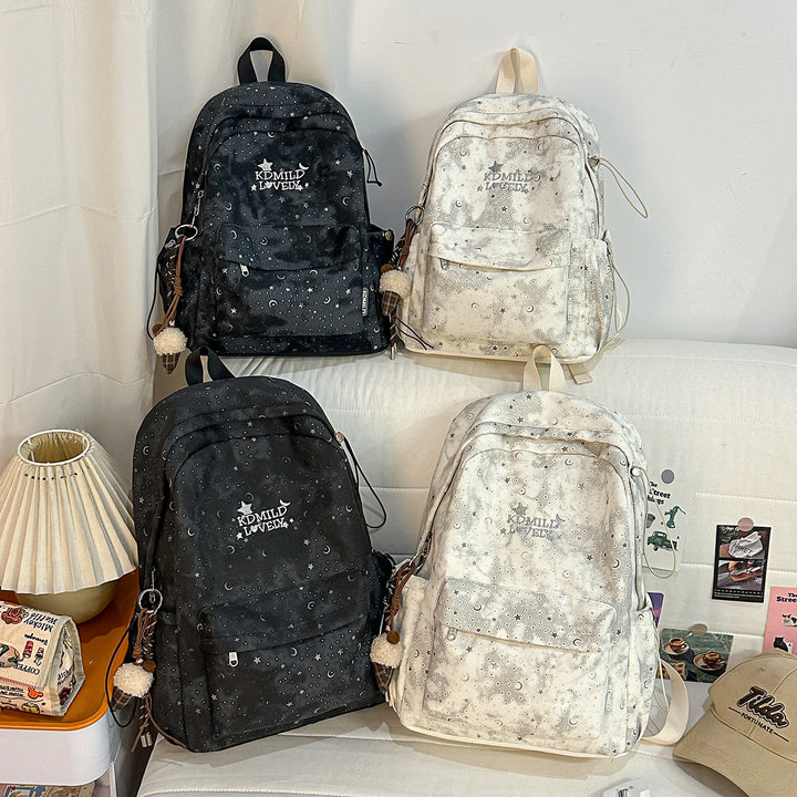 Stylish Starry-Print Backpack Bowlift