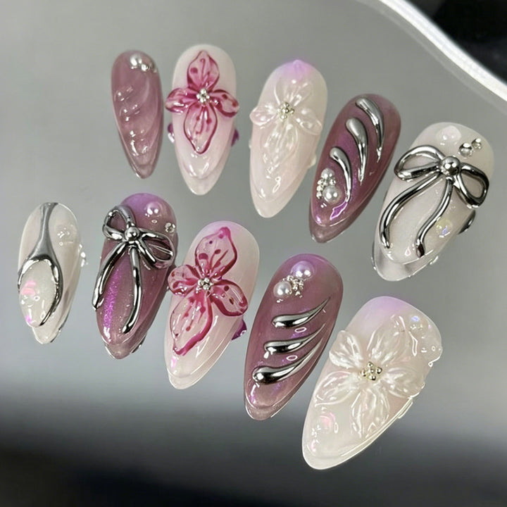 Artificial nails with elegant designs Bowlift