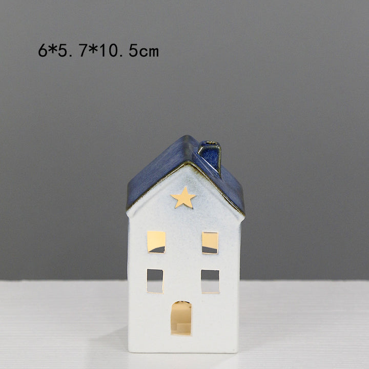 Ceramic House-Shaped Decorative Lantern Bowlift