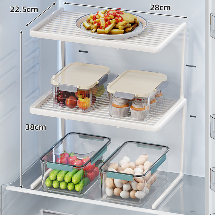 Compact Refrigerator Shelf Riser Organizer with Slatted Upper Shelf