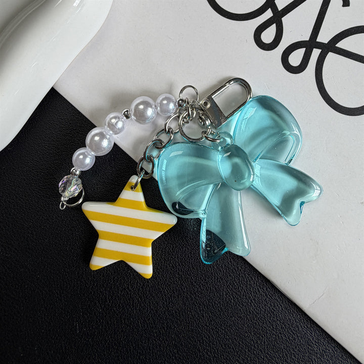 Decorative Bow and Star Charm Keychain Bowlift