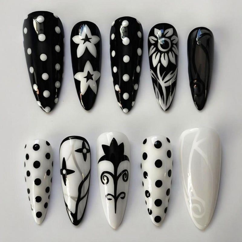 Acrylic Nail Set with Stylish Graphic Patterns Bowlift