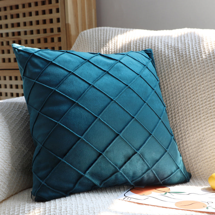 Square velvet cushion cover with quilted diamond texture Bowlift