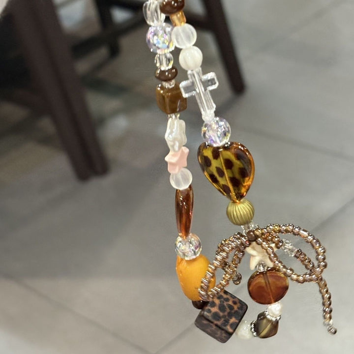 Beaded Heart Charm Necklace Bowlift