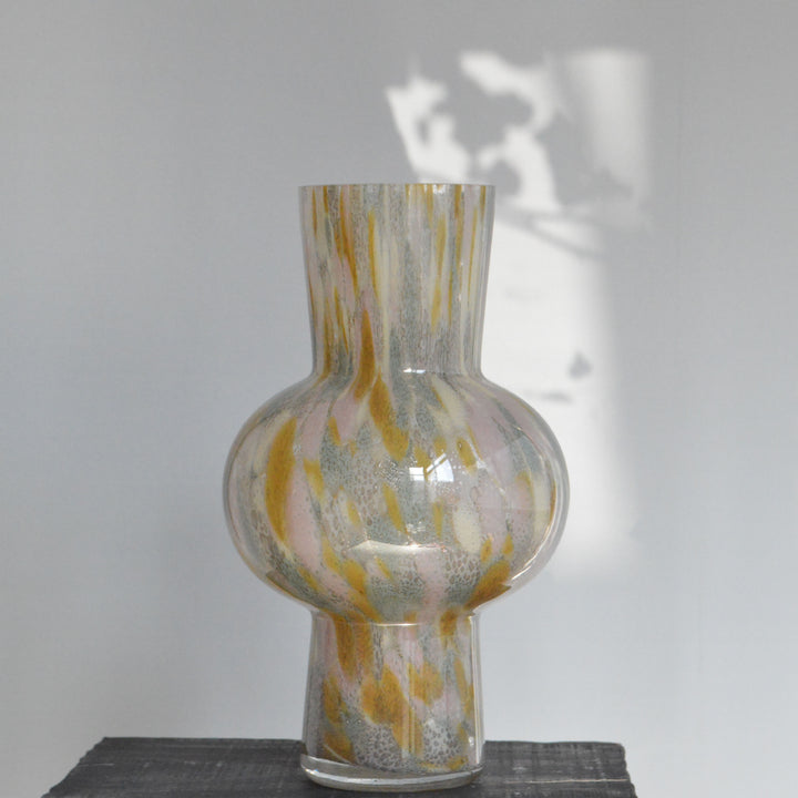 Handblown Marbled Double-Bulb Decorative Glass Vase Bowlift