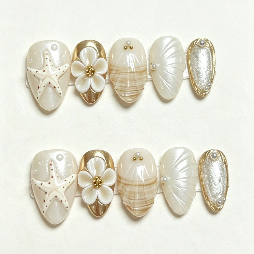 Artificial nail set with maritime motifs Bowlift
