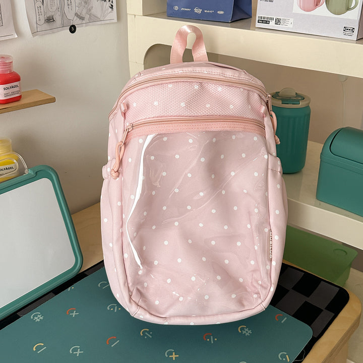 Transparent Dot-Patterned Backpack Bowlift