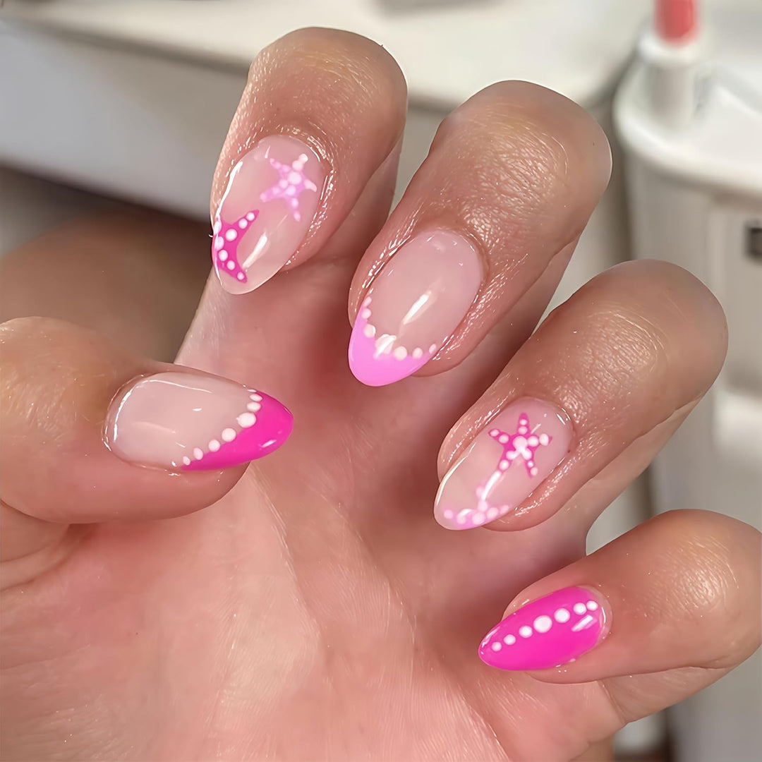 Decorative Press-On Nail Set with Starfish Design