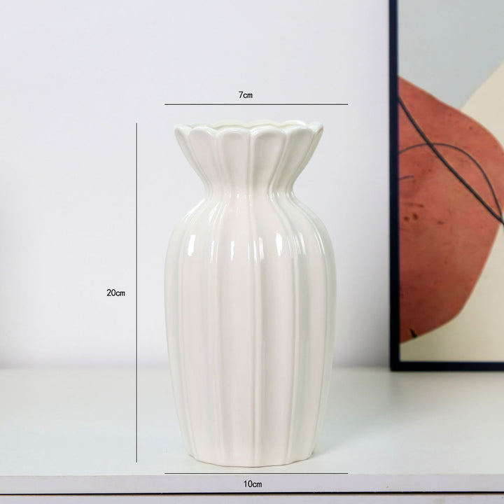 Fluted Ceramic Decorative Flower Vase Bowlift