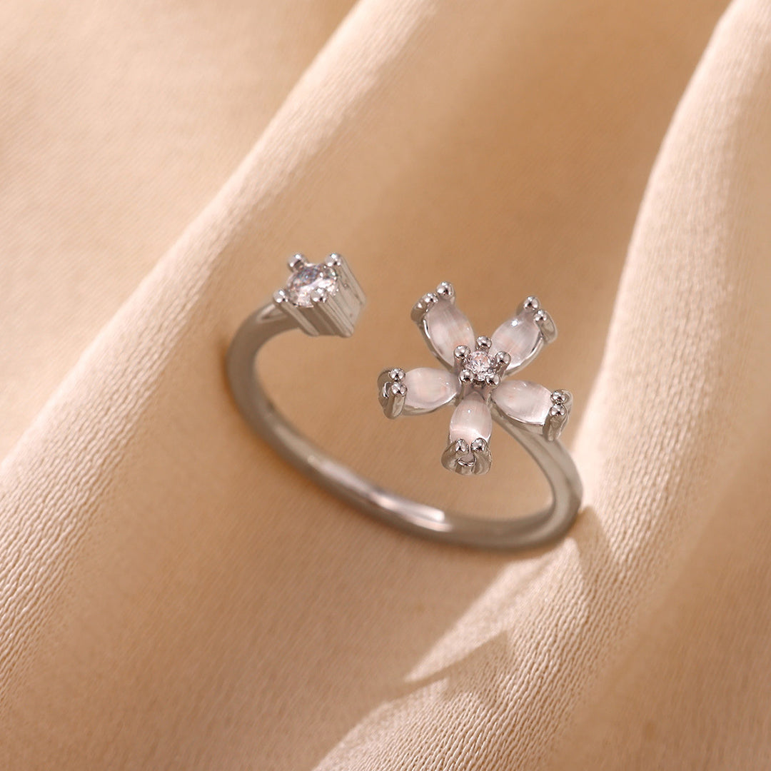 Adjustable Celestial Moon-and-Star Open Band Ring Bowlift