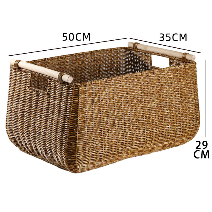 Large Handwoven Storage Basket with Ergonomic Handles