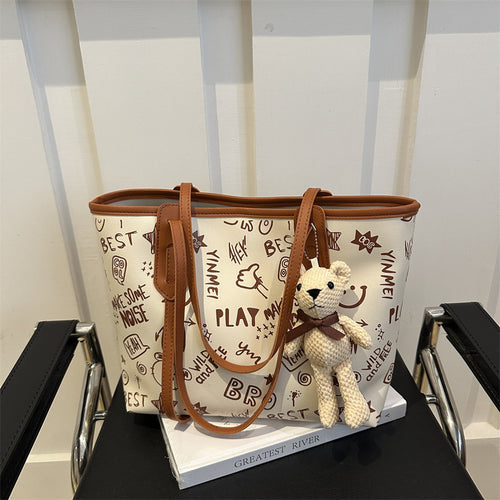 Playful Graphic Print Tote Bag
