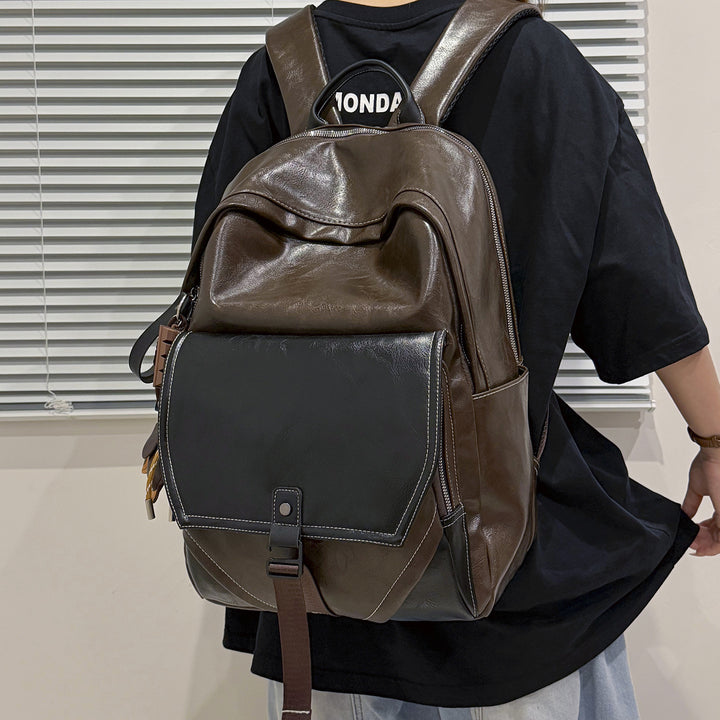 Stylish Multi-Compartment Leather Laptop Backpack Bowlift