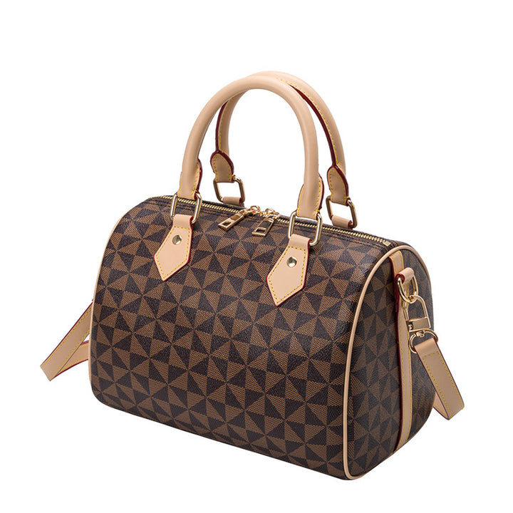 Geometric Patterned Handheld Satchel Bag