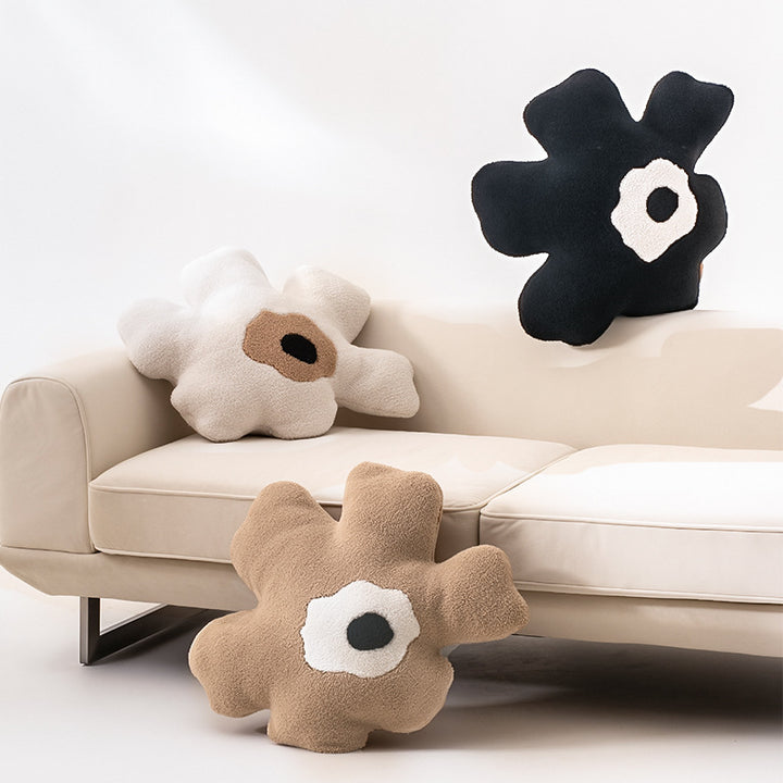 Cozy Decorative Plush Pillow in Organic Flower Shape with Tufted Center Bowlift