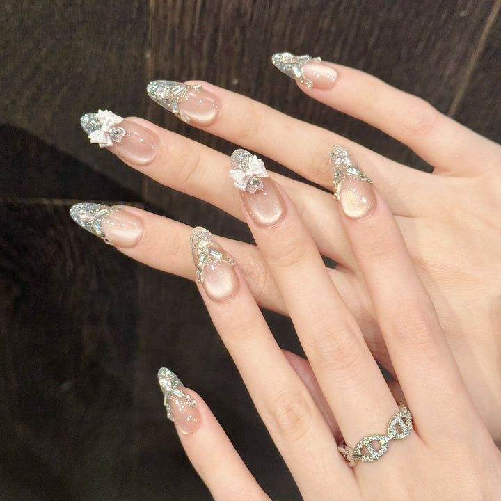 Elegant Crystal-Embellished Press-On Nails