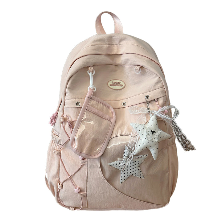Stylish Multi-Pocket Star-Appliqué Backpack Bowlift