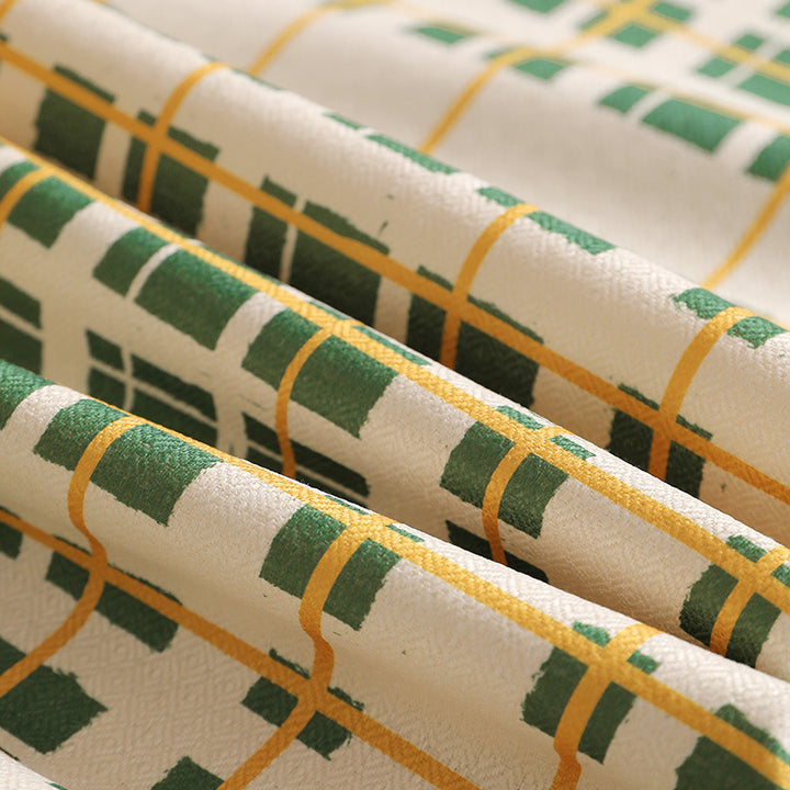 Rectangular coated tablecloth with checked plaid pattern and water-repellent surface Bowlift