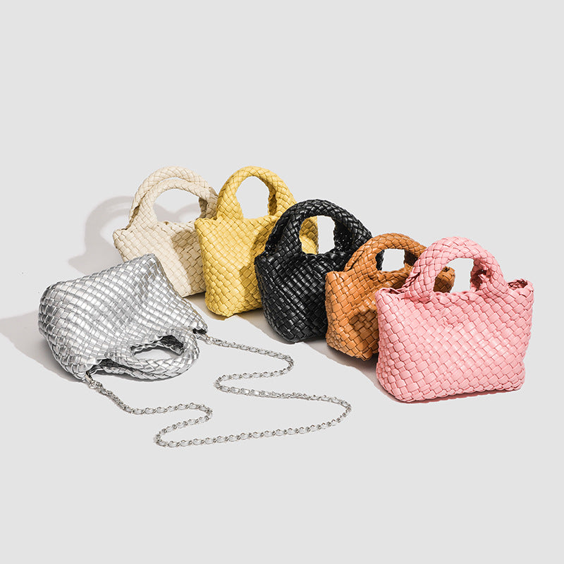 Woven Handheld Tote Bag with Chain Strap