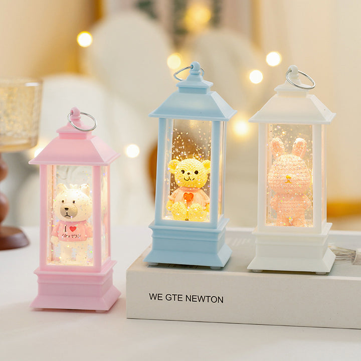 LED decorative lantern with bear motif