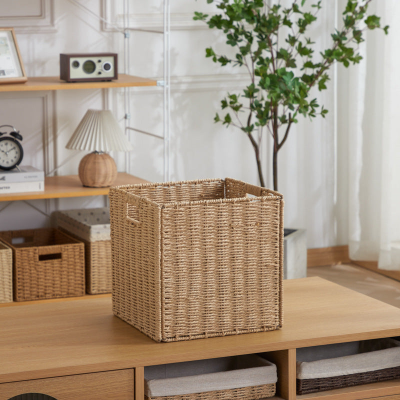 Handwoven Natural Fiber Storage Bin Bowlift