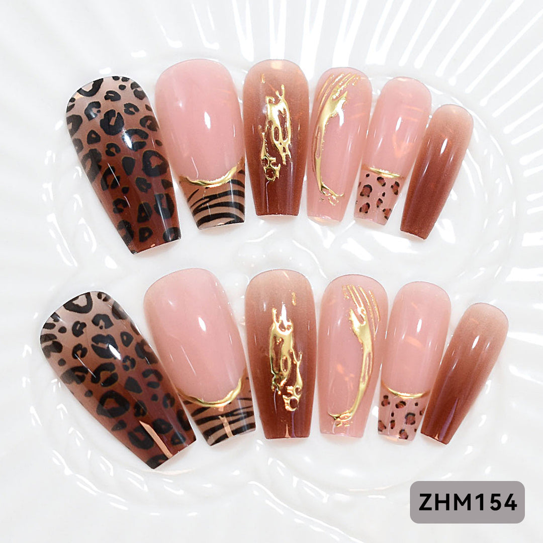 Artistic Press-On Nail Set with Cherry Blossom Design Bowlift