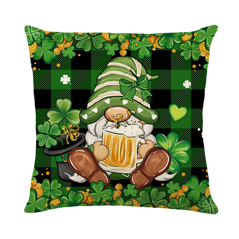 Shamrock Gnome Decorative Cotton-Linen Throw Pillow Covers Pack