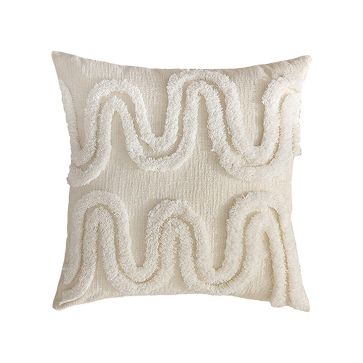 Square decorative pillowcase with 3D chenille wave structure and soft cotton blend Bowlift