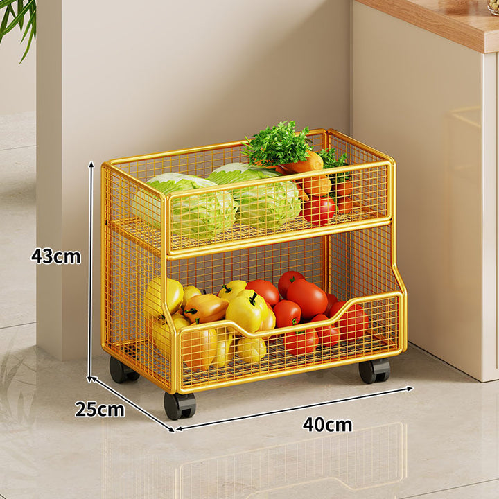Two-Tier Wire Mesh Countertop Vegetable and Fruit Storage Rack
