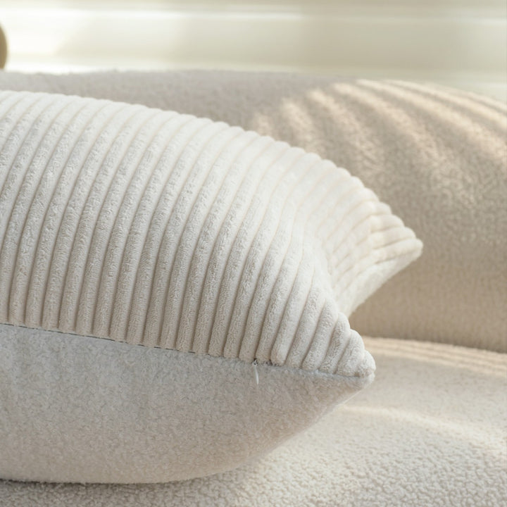 Rectangular cord decorative cushion cover with fine ribbed structure and soft microvelours Bowlift