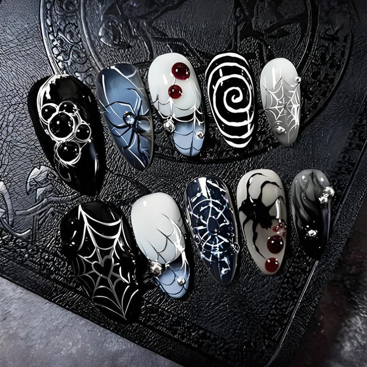 Acrylic nail set with creepy spider and Halloween designs Bowlift