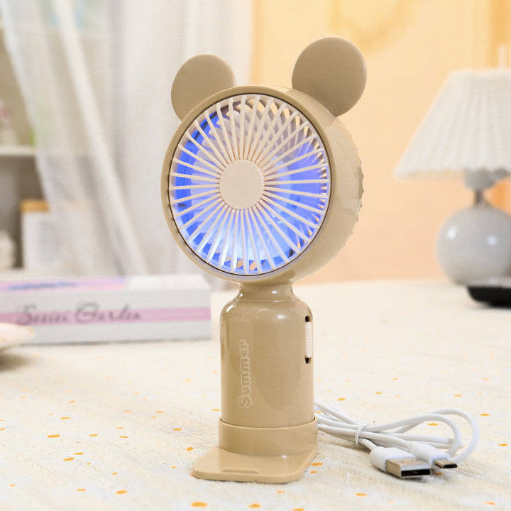 Women's Portable Hand Fan with Cute Ears Bowlift