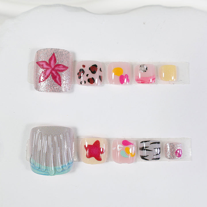 Artificial Nail Set with Playful Summer Designs Bowlift