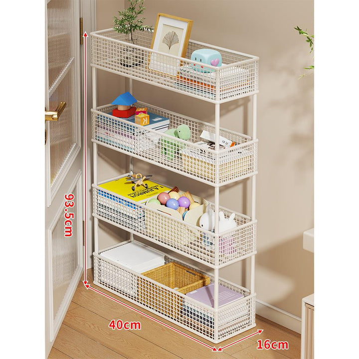 Slim Vertical Mesh Basket Organizer Rack for Narrow Spaces