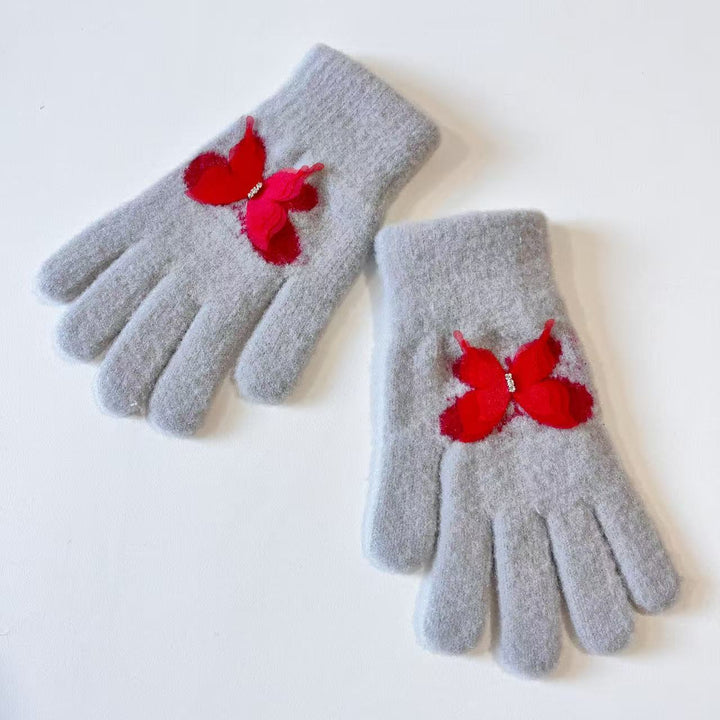 Butterfly Embellished Touchscreen Gloves Bowlift