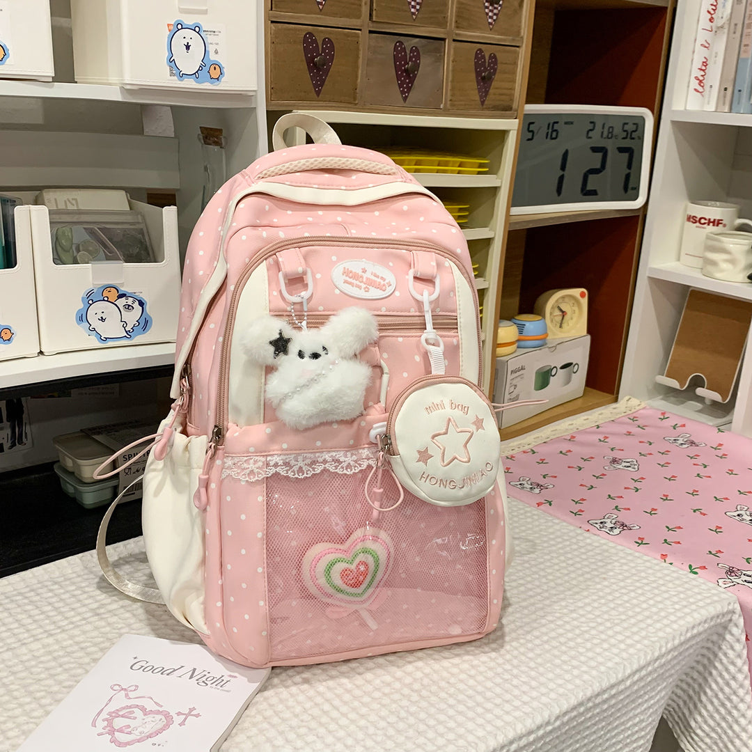 Charming Polka Dot Backpack Bowlift