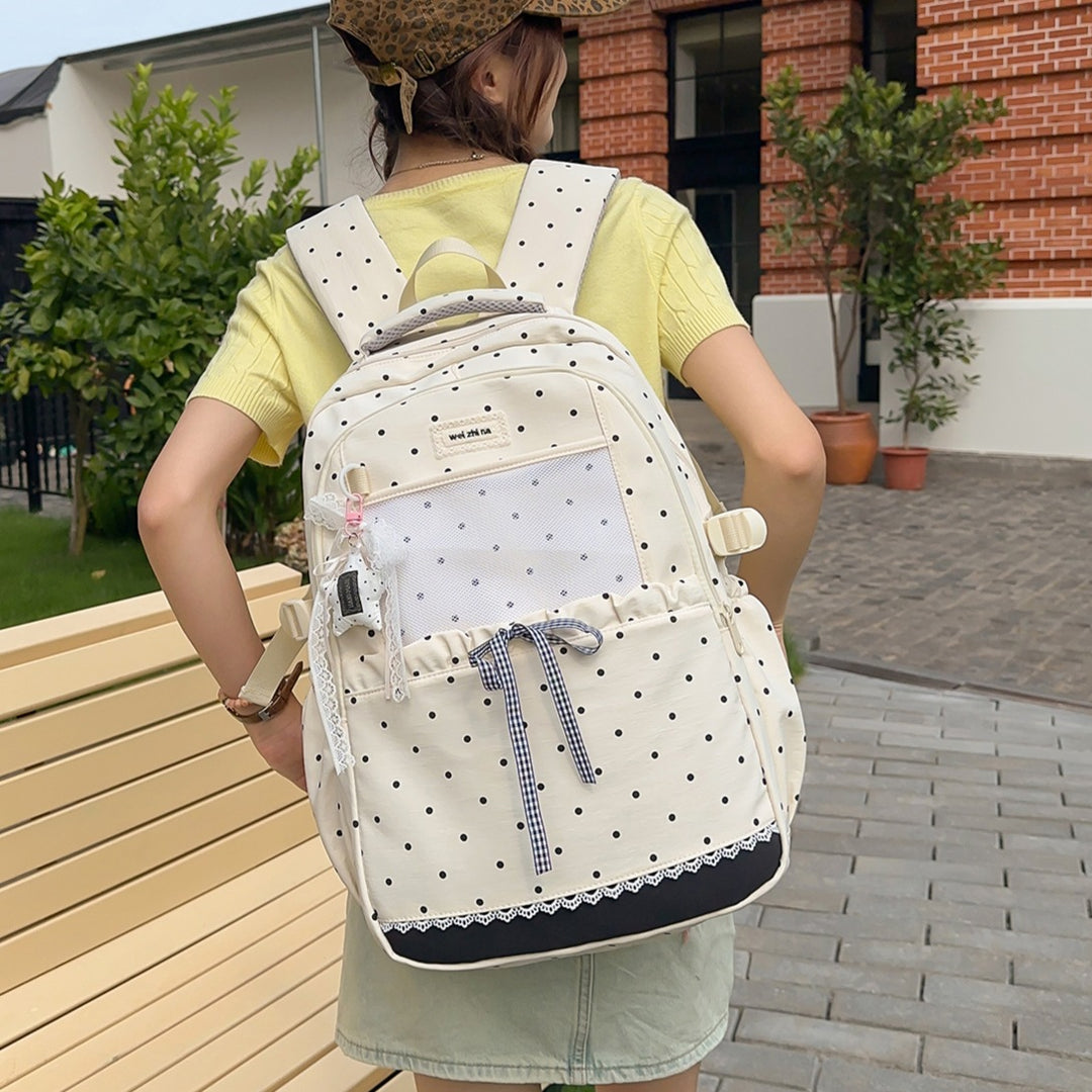 Stylish Polka Dot Patterned Backpack Bowlift