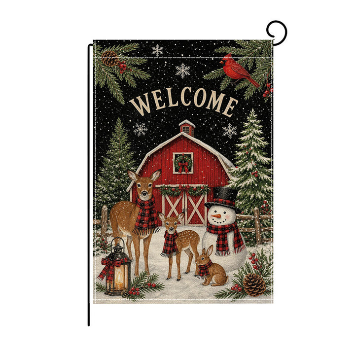 Festive Outdoor Decorative Garden Flag Double-Sided Polyester Christmas Scene