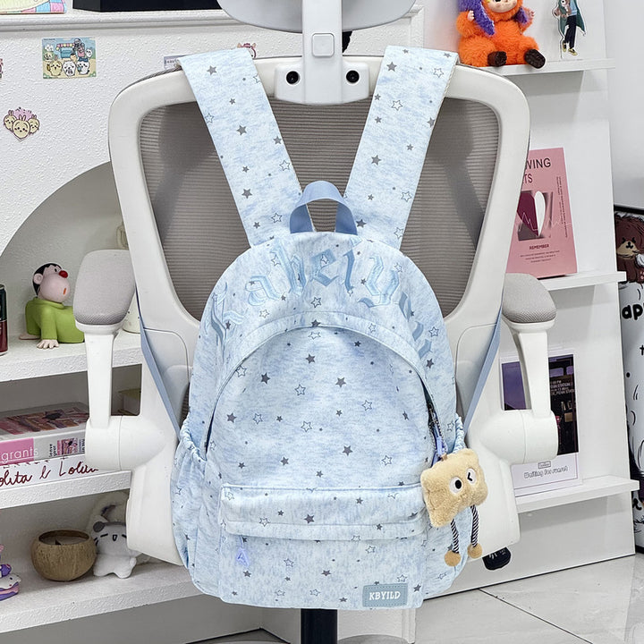Stylish Star-Embellished Corduroy Backpack Bowlift