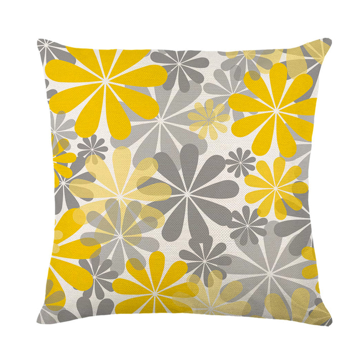 Artistic Daisy Print Linen Throw Pillow