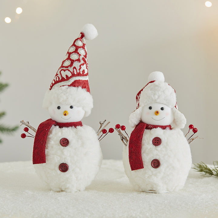 Whimsical Plush Snowman Figurine