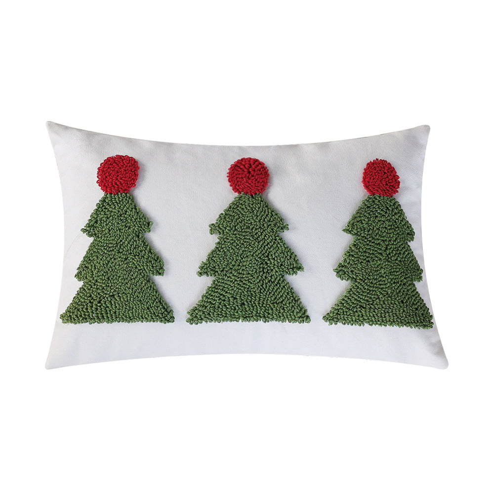 Rectangular decorative cushion cover with tufted Christmas tree application Bowlift