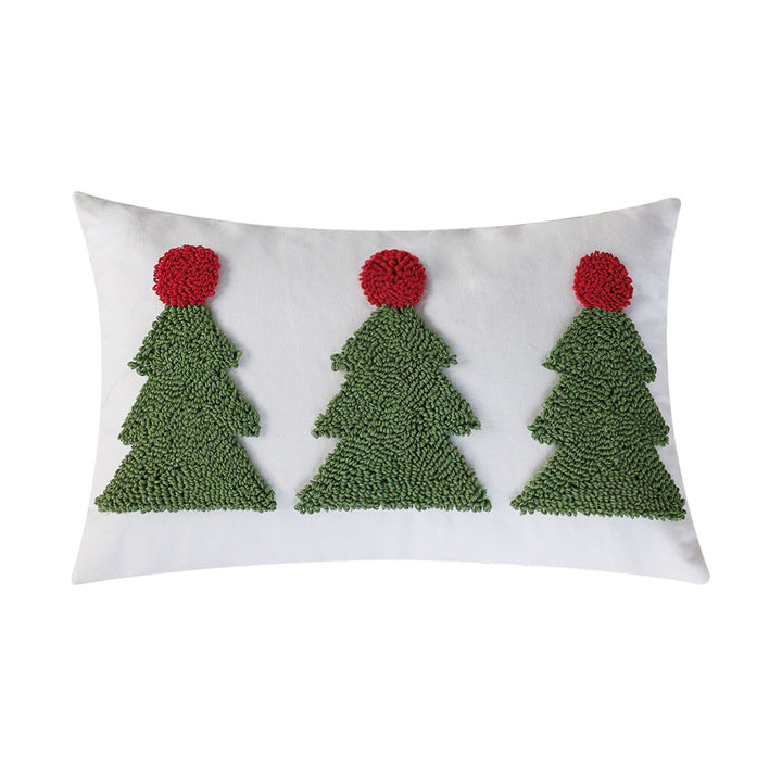Rectangular decorative cushion cover with tufted Christmas tree application Bowlift