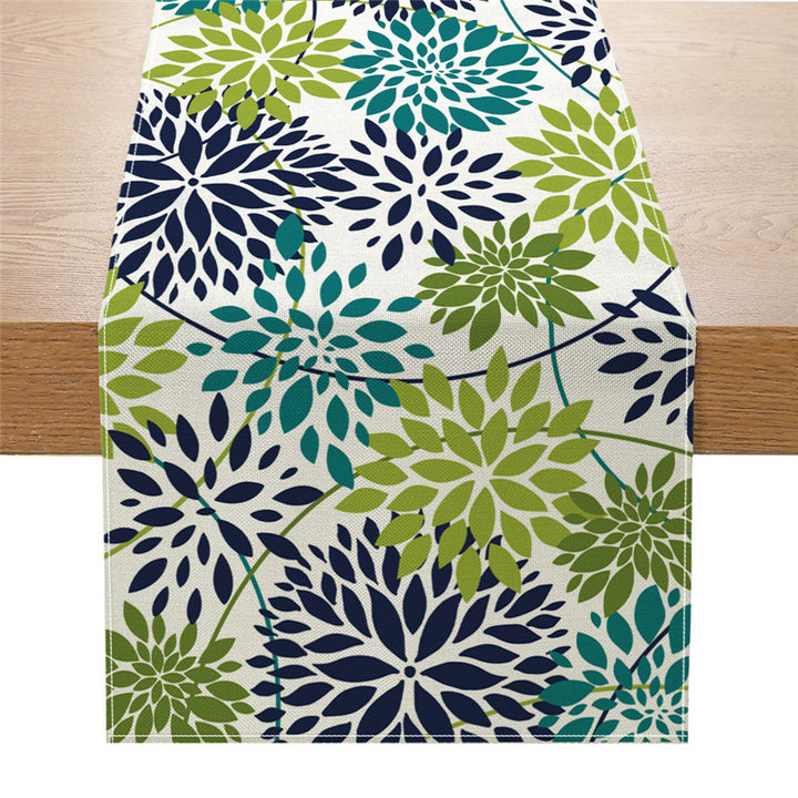 Decorative Cotton-Linen Floral Table Runner with Durable Stain-Resistant Weave