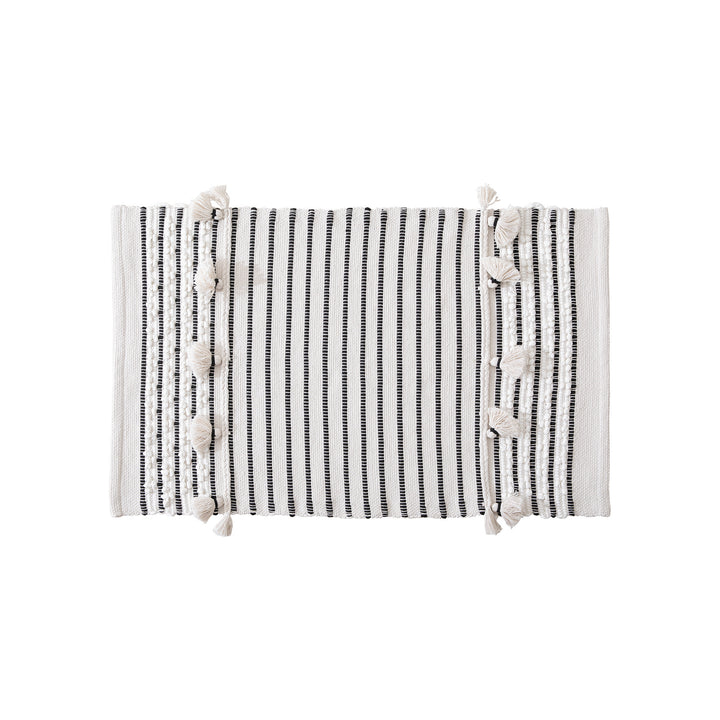 Woven runner with striped pattern, tassels and flat cotton structure Bowlift