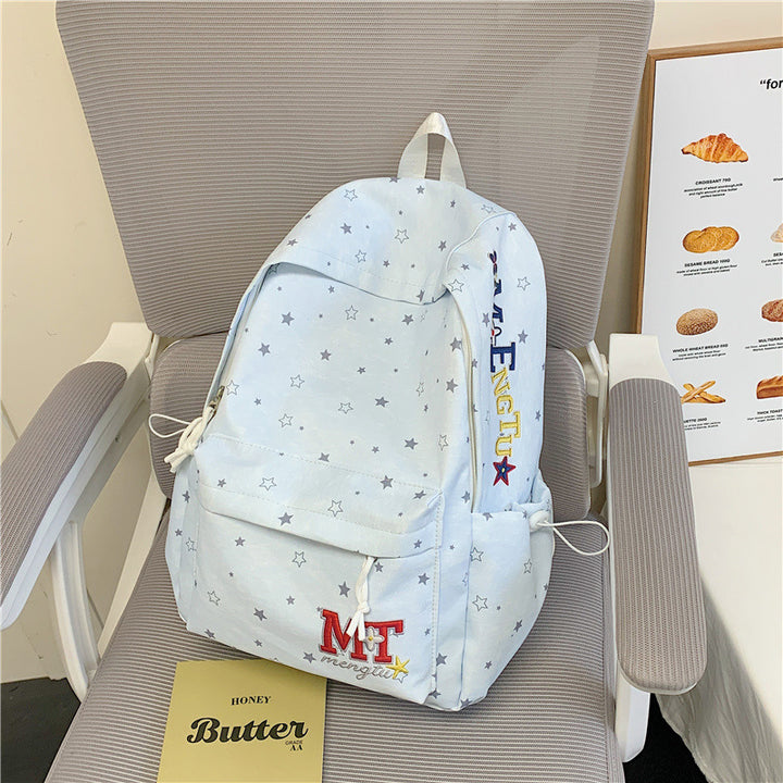 Stylish Star-Embellished Corduroy Backpack Bowlift
