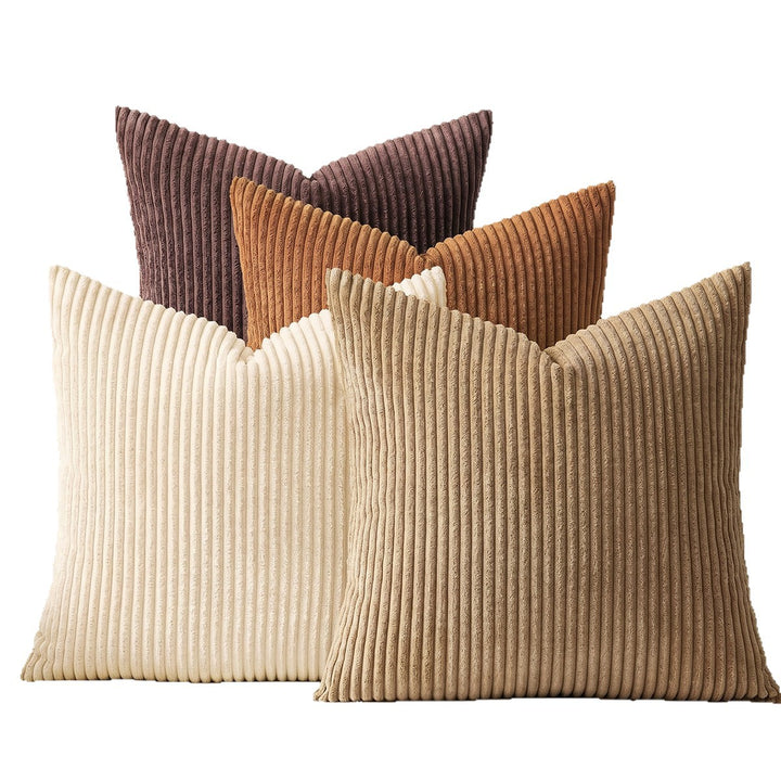 Plush Vertical Corduroy Ribbed Square Throw Pillow Cover